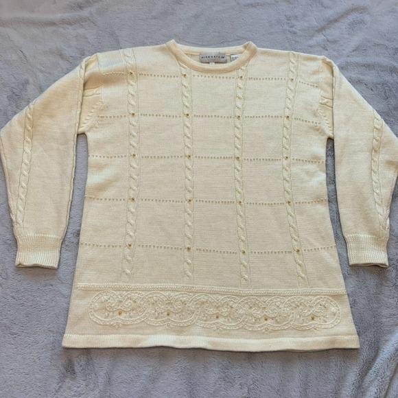 Sweaters - Vintage High Gate Ltd Women Size Large Wool Blend Sweater Decroative Pearl Beads